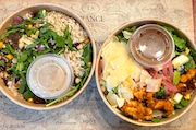 My grain bowl, left, and salad from The Salad House were tasty and healthy. Photographed in Westfield, New Jersey, on Thursday, May, 8, 2025.