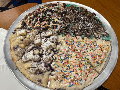 Large dessert pizza at Brother Bruno's Pizza in Wayne, NJ