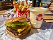 The Krabby Patty Meal from Wendy's. The meal celebrated the 25th anniversary of Spongebob SquarePants. The meal includes a Krabby Patty Kollab burger, French fries and a Pineapple Under the Sea Frosty.