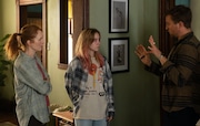 "Echo Valley" stars Julianne Moore and Sydney Sweeney on set with director Michael Pearce.