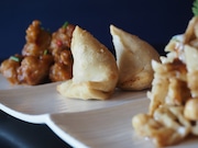 Bombay River Sampler from left, crispy cauliflower, veg samosa and papri chaat. This is one of the many Indian dishes offered at Bombay River in Red Bank. Tuesday, June 6, 2023.