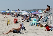 Visitors try to beat the heat at the beach in Seaside Park on Monday, June 23, 2025. Even though the temperature was as hot as 90 degrees in Seaside, it reached the high 90s in inland areas.