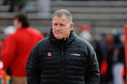 Rutgers head coach Greg Schiano before the Big Ten football game between Rutgers and Illinois at SHI Stadium in Piscataway, NJ on 11/23/24.
