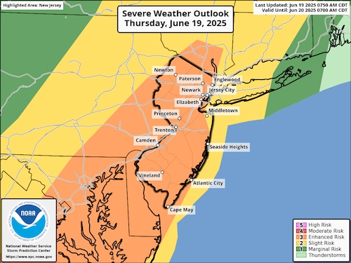 NJ severe thunderstorm threat rises higher