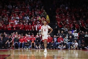 Rutgers freshman Ace Bailey (4) during the first half as the Scarlet Knights play Minnesota in Piscataway, N.J., Sunday, March 9, 2025. Bailey, a projected NBA lottery pick, is playing what may be his last game today, March 9, here at Jersey Mike’s Arena.