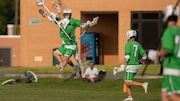 Joe Eyde (13) celebrates a Drew Kwapinski (6) of Mainland goal against Clearview in a South Jersey Group 3 Quarterfinal at Mainland High School in Linwood, NJ on Monday, June 2, 2025.